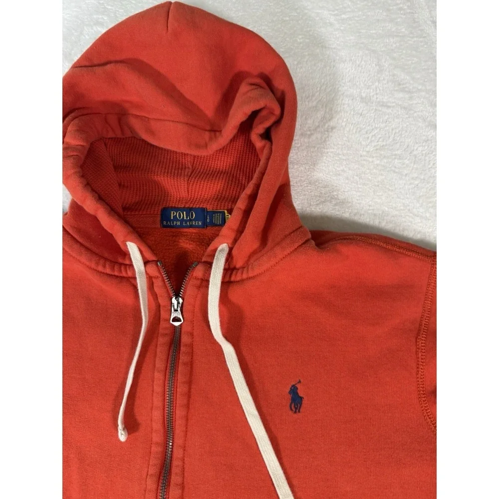 Polo Ralph Lauren Hoodie Large Full Zip Up Waffle Thermal Sweatshirt Casual